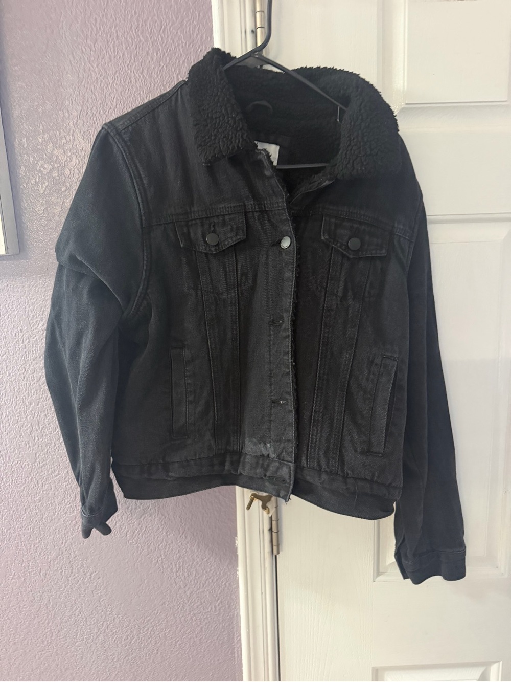 Women's Black Sherpa Collar Bomber Jacket